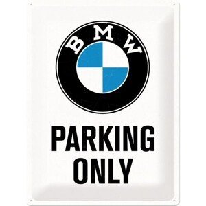 Plechová cedule BMW - Parking Only - White, 30x40 cm