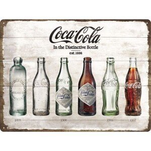Plechová cedule Coca-Cola - Bottle Evolution, 40x30 cm