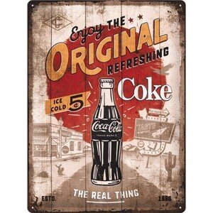 Plechová cedule Coca-Cola - Original Coke - Route 66, (30 x 40 cm)