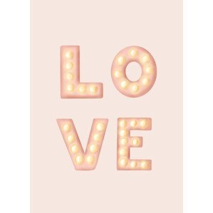Ilustrace LOVE Light Letters Pink, Aminah Eleonora, (30 x 40 cm)
