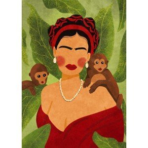 Ilustrace Frida and Monkeys, Raissa Oltmanns, (30 x 40 cm)