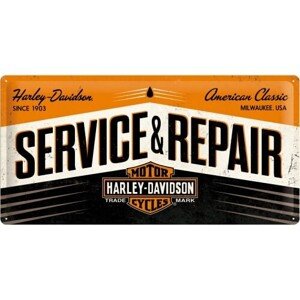 Plechová cedule Harley-Davidson - Service & Repair, (50 x 25 cm)