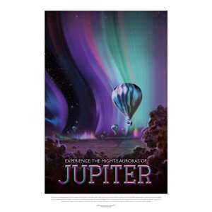 Ilustrace Jupiter (Retro Planet & Moon Poster) - Space Series (NASA), (26.7 x 40 cm)