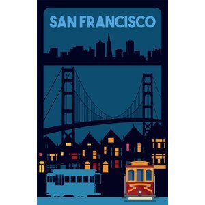Ilustrace San Francisco, California, Golden Gate Poster, drmakkoy, (26.7 x 40 cm)
