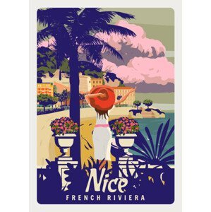 Ilustrace Nice French Riviera coast poster vintage., VectorUp, (30 x 40 cm)