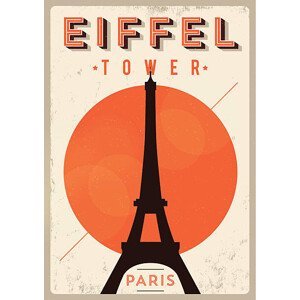 Ilustrace Vintage Eiffel Tower Poster, kursatunsal, (30 x 40 cm)