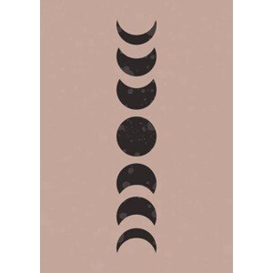 Ilustrace Moon phases mid century poster. Boho, Arelix, (30 x 40 cm)
