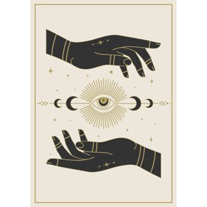 Ilustrace Witchcraft hands holding eye tarot postcard, Natalya Nepran, (30 x 40 cm)