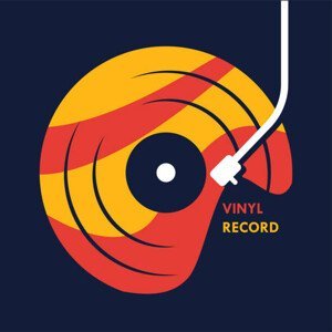 Umělecký tisk vinyl record music wave abstract vector, MoNuttanit, (40 x 40 cm)