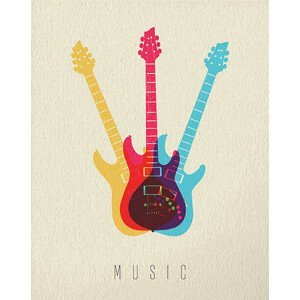 Umělecký tisk Music concept icon electric guitar color design, cienpies, (30 x 40 cm)