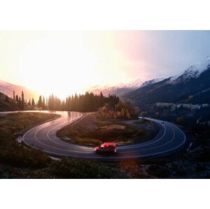 Umělecká fotografie Ambulance driving on winding remote road, Colin Anderson Productions pty ltd, (40 x 30 cm)
