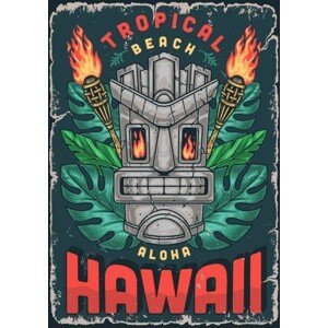 Umělecký tisk Aloha Hawaii beach colorful sticker, IMOGI, (30 x 40 cm)