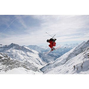 Umělecká fotografie Germany, Damkar, person jumping ski, side view, Franz Faltermaier, (40 x 26.7 cm)