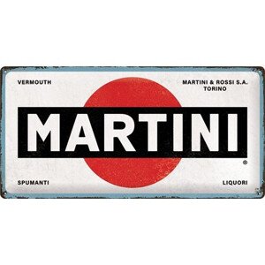 Plechová cedule Martini Logo White, (50 x 25 cm)