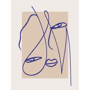 Ilustrace Abstract Blue Line Art, Little Dean, (30 x 40 cm)