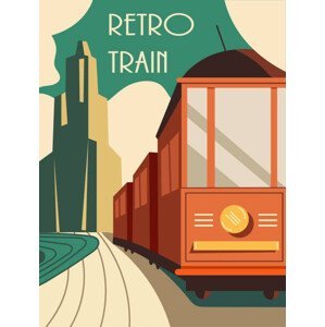 Ilustrace Vintage style retro train poster or card design, Rudzhan Nagiev, (30 x 40 cm)