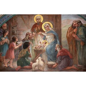 Umělecká fotografie Nativity scene fresco in Saint Joseph, Fred de Noyelle, (40 x 26.7 cm)