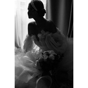 Umělecká fotografie cheerful bride  - stock photo, Serhii Mazur, (26.7 x 40 cm)