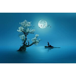 Ilustrace Moon shines beautifully on the dream, Muhammad Idrus Arsyad, (40 x 26.7 cm)