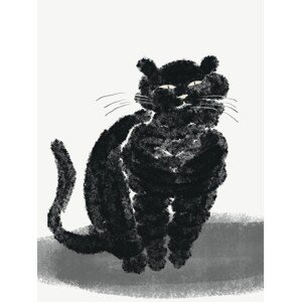 Ilustrace Portrait of a black cat, Little Dean, (30 x 40 cm)