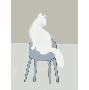 Ilustrace White feline, Little Dean, (30 x 40 cm)
