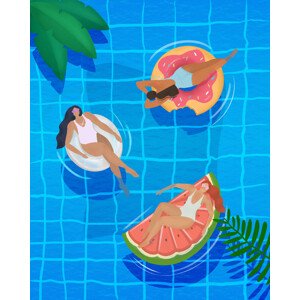 Ilustrace Pool Ladies, Petra Lizde, (30 x 40 cm)