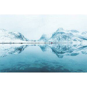 Fotografie Red houses in the snow, Lofoten Islands. Norway, Francesco Riccardo Iacomino, 40x26.7 cm