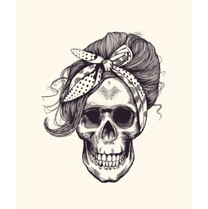 Ilustrace Stylish human skull with fashionable 1960s, Lisitsa, 35x40 cm