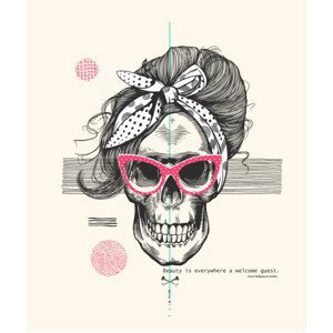 Ilustrace Women's skeleton skull in pop art, Lisitsa, 35x40 cm