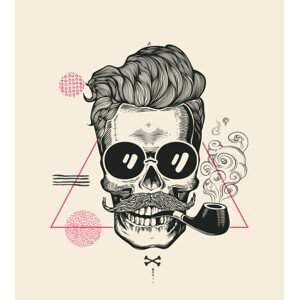Ilustrace Hipster Skull Smoke Pipe Vector Illustration, Lisitsa, 35x40 cm
