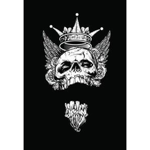 Ilustrace Winged King Skull with Roses and Crown, Mak_Art, 26.7x40 cm