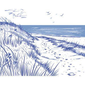 Ilustrace Seaside Sketch Horizontal, Jolly and Dash, 40x30 cm