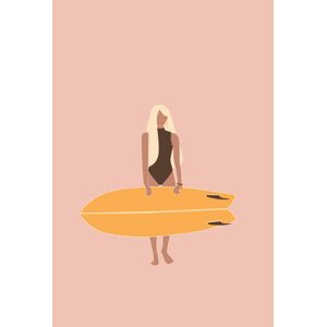 Ilustrace Flat illustration of surfer girl holding, LucidSurf, 26.7x40 cm