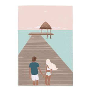 Ilustrace Flat illustration of romantic couple on, LucidSurf, 26.7x40 cm