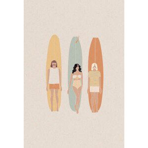 Ilustrace Longboard surf competition, vector illustration, LucidSurf, 26.7x40 cm