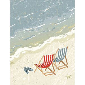 Ilustrace Deck Chairs on the Beach, MHJ, 30x40 cm