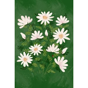 Ilustrace Ladybug flowers green, EMELIEmaria, 26.7x40 cm