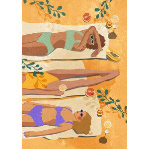 Ilustrace Summer Girls, Raissa Oltmanns, 30x40 cm