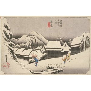Ando or Utagawa Hiroshige - Obrazová reprodukce Evening Snow at Kambara, No.16, (40 x 30 cm)