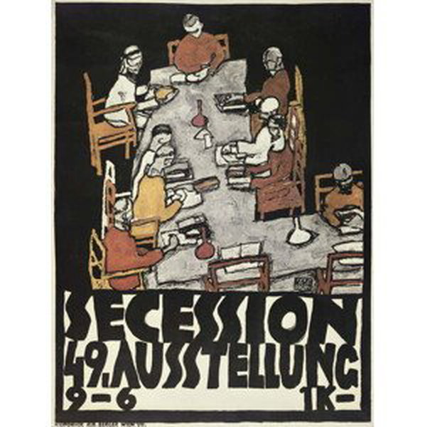 Egon Schiele - Obrazová reprodukce Poster for the Vienna Secession, 49th Exhibition, Die Freunde, (30 x 40 cm)