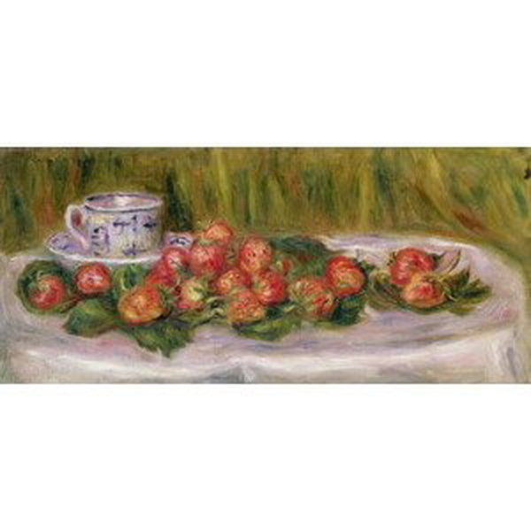 Pierre Auguste Renoir - Obrazová reprodukce Still Life of Strawberries and a Tea-cup, c.1905, (50 x 22.4 cm)