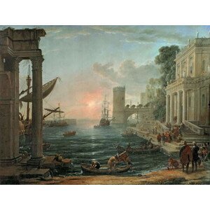 Claude Lorrain (1600-82) Claude Lorrain (1600-82) - Obrazová reprodukce Seaport with the Embarkation of the Queen of Sheba, (40 x 30 cm)