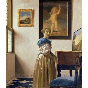 Jan (1632-75) Vermeer - Obrazová reprodukce A Young Woman Standing at a Virginal, c.1670-72, (35 x 40 cm)