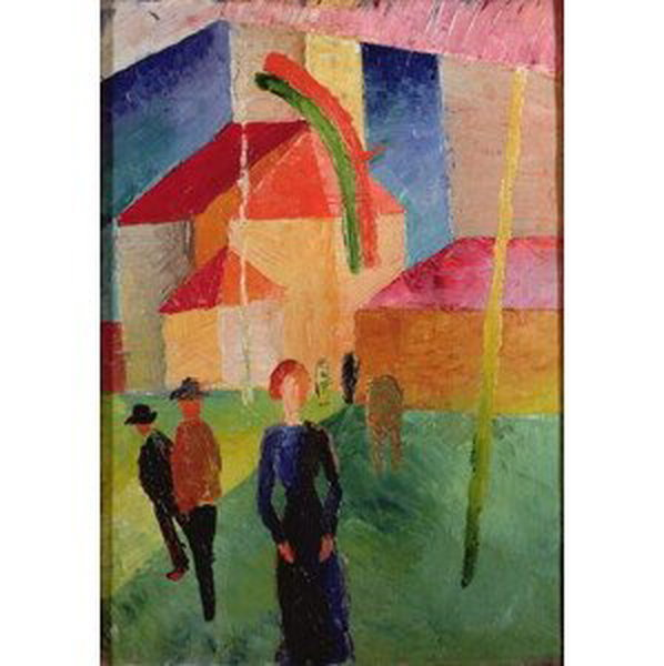 August Macke - Obrazová reprodukce Church Decorated with Flags, (26.7 x 40 cm)