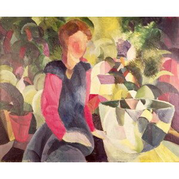 August Macke - Obrazová reprodukce Girl with a Fish Bowl, 20th century, (40 x 35 cm)
