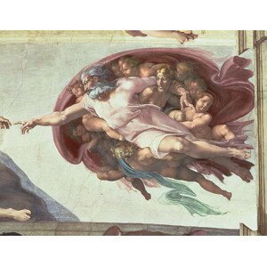 Michelangelo Buonarroti - Obrazová reprodukce Sistine Chapel Ceiling: The Creation of Adam, detail of God the Father, (40 x 30 cm)