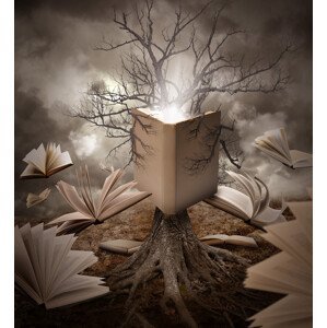 Umělecká fotografie Old Tree Reading Story Book, Angela Waye, (35 x 40 cm)