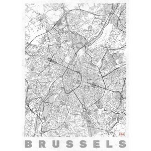 Mapa Brussels, Hubert Roguski, (30 x 40 cm)