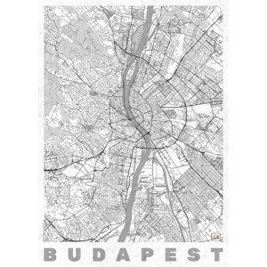 Mapa Budapest, Hubert Roguski, (30 x 40 cm)