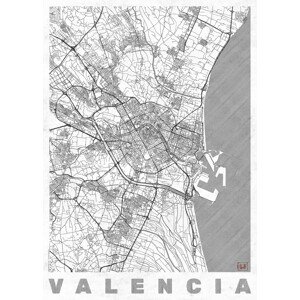 Mapa Valencia, Hubert Roguski, (30 x 40 cm)